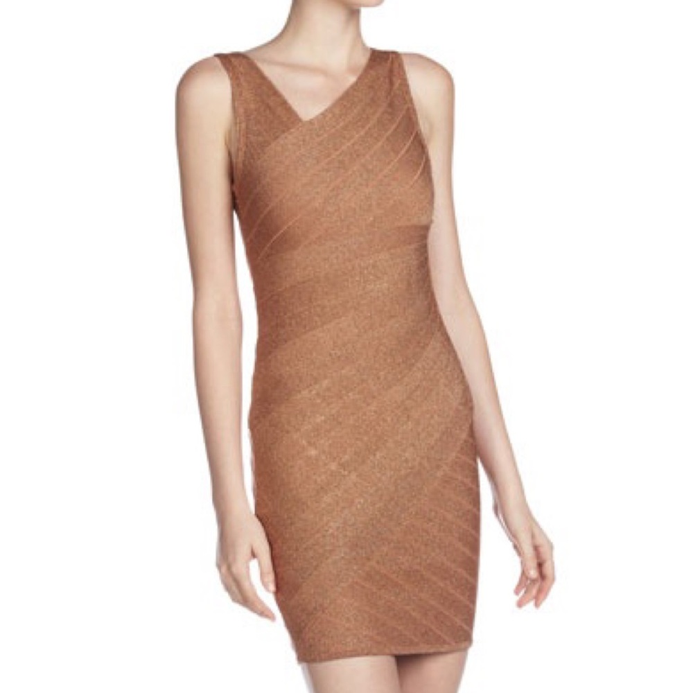 Size XS | Stretta designer gold bandage dress